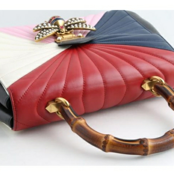 Gucci Linea Large Bee Bamboo Tote - Picture 4 of 8